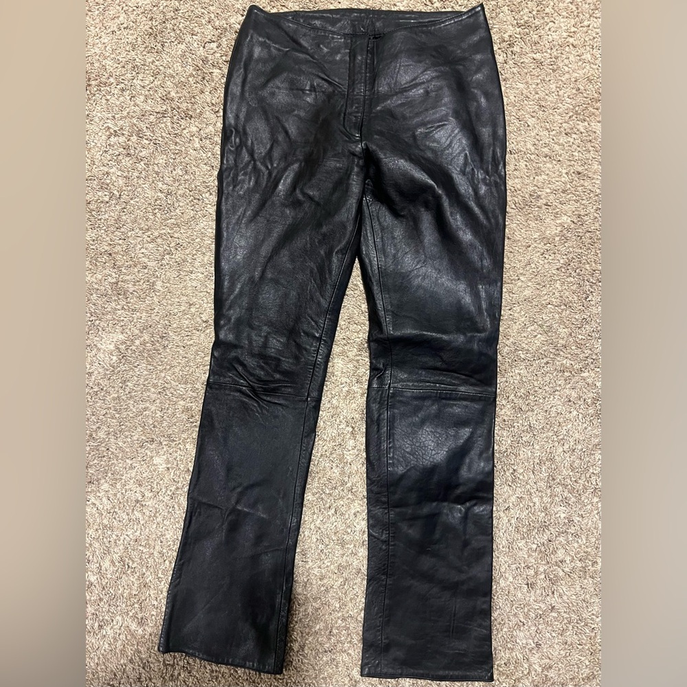 Black Genuine Leather Pants Y2K Isabela Kristina Biker Harley Sturgis Size 3